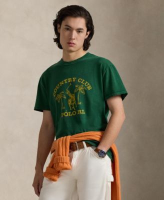 Мужская футболка Polo Ralph Lauren классического кроя с графическим рисунком зеленого цвета