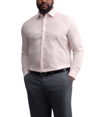 Мужская однотонная рубашка-стрейч обычного покроя розового цвета