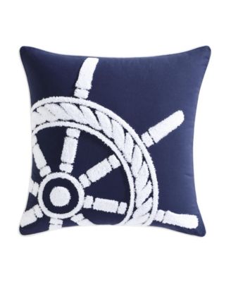 Квадратная хлопковая декоративная подушка Nautica Ships Wheel, 20