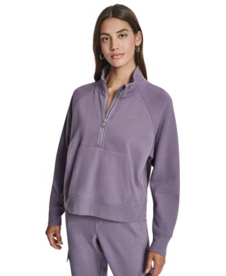Женская толстовка с заклепками и логотипом DKNY на молнии фиолетового цвета