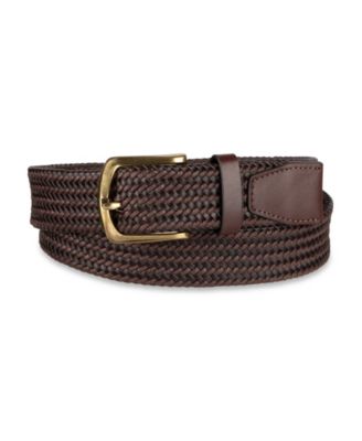 Мужской полностью регулируемый кожаный плетеный ремень Cole Haan коричневого цвета