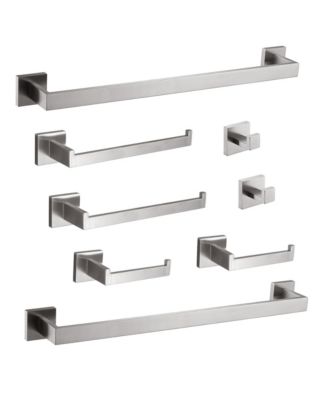 Набор аксессуаров для ванной комнаты RAINSKEN из 8 предметов, Держатель для банных полотенец из нержавеющей стали, Квадратная настенная вешалка для полотенец, полотенцесушитель из матового никеля для ванной комнаты