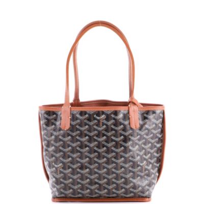 Бывшая в употреблении реверсивная сумка Goyard Mini Anjou из холста с коричневым покрытием