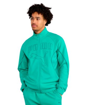 Мужская спортивная куртка Puma из двойного трикотажа на молнии зеленого цвета
