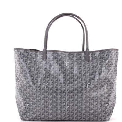 Подержанная сумка Goyard GM Saint Louis Tote из серого холста с покрытием, бывшая в употреблении