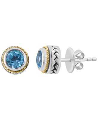 Серьги EFFY Collection с голубым топазом 1,25 карат, серебро с позолотой