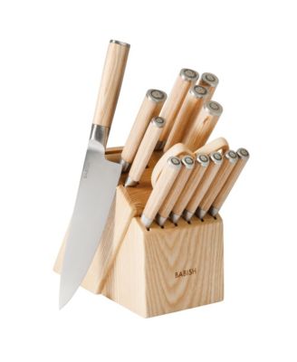 Набор кухонных ножей Babish из высокоуглеродистой немецкой стали 1.4116, состоящей из 15 частей, с коваными ножами для столовых приборов - Легкая деревянная ручка Pakka