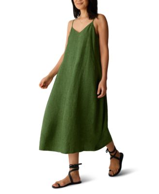 Женское платье на бретелях Eileen Fisher размера плюс с V-образным вырезом зеленого цвета