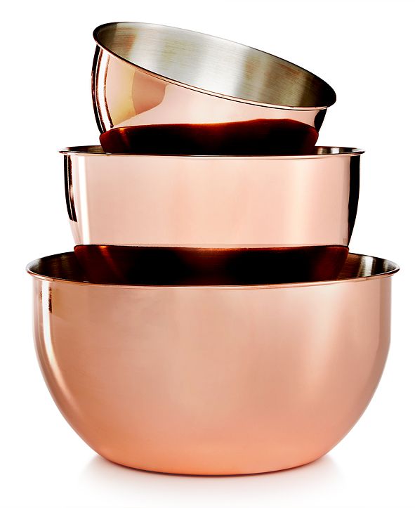 Martha Stewart Collection 3Pc. CopperPlated Mixing Bowl Set, Created