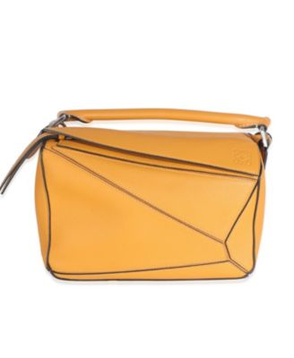 Маленькая сумка-пазл из зернистой телячьей кожи Loewe Yellow, бывшая в употреблении, желтая
