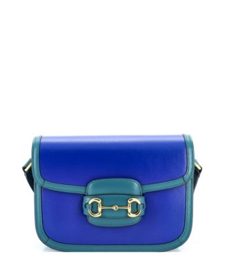 Бывшая в употреблении сумка Gucci Small Horsebit 1955 года выпуска, кожаная, синяя