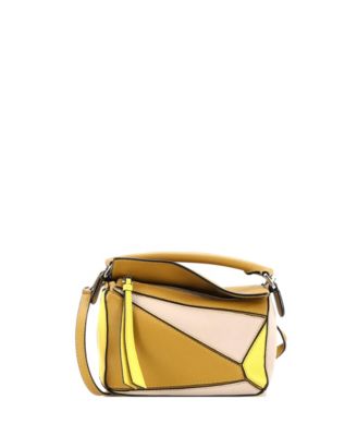 Бывшая в употреблении мини-сумка-пазл Loewe из кожи коричнево-бежевого цвета