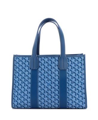 Подержанная сумка Goyard PM Villette Tote из холста с покрытием синего цвета