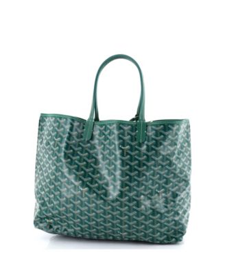 Подержанная сумка Goyard PM Saint Louis Tote из холста с покрытием зеленого цвета