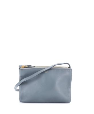 Бывшая в употреблении сумка Celine Small Trio Crossbody из кожи синего цвета