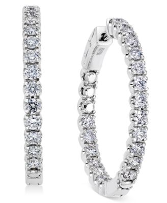 Серьги Macy's Diamond In‑Out 3 кт, 14k белое золото, золотистые