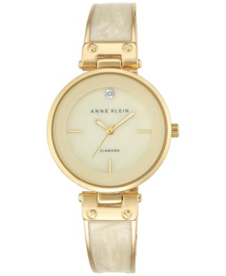 anne klein white and gold watch