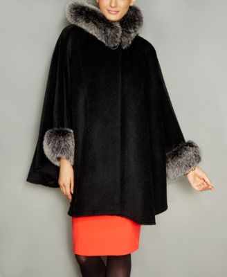 alpaca cape with fur trim
