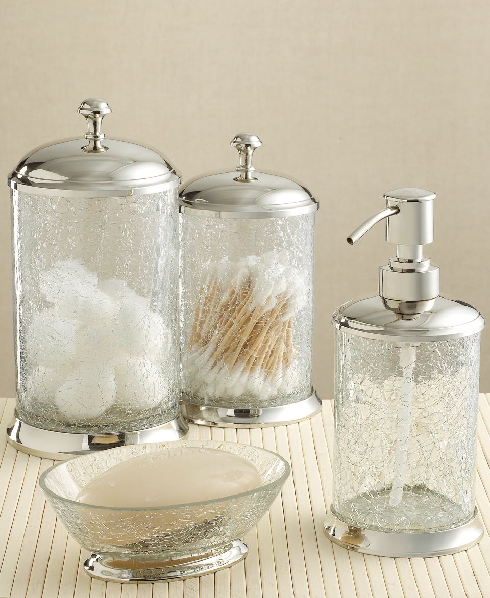 Paradigm Bath Accessories, Crackle Glass Soap and Lotion Dispenser