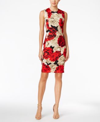 calvin klein scuba sheath dress floral