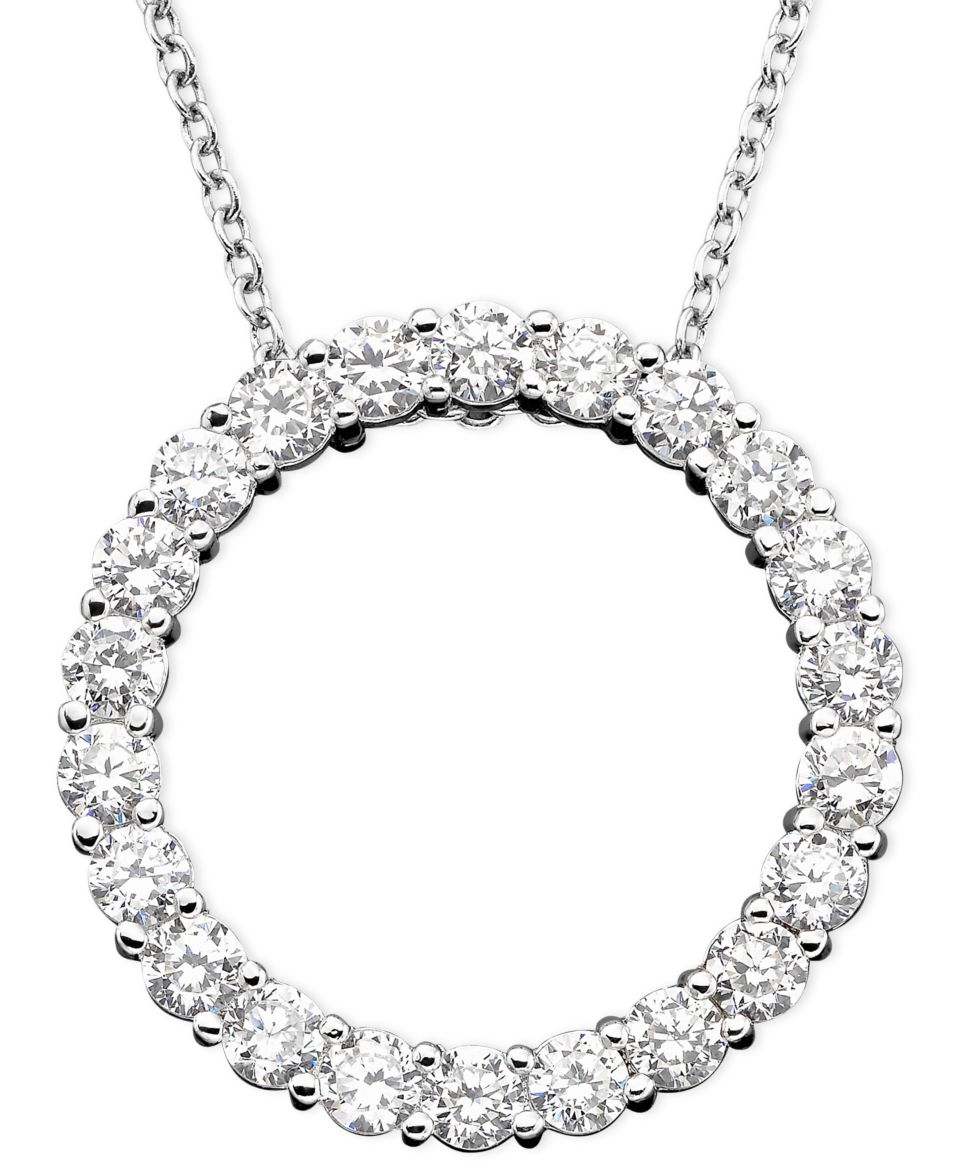 CRISLU Necklace, Platinum over Sterling Silver Cubic Zirconia Circle