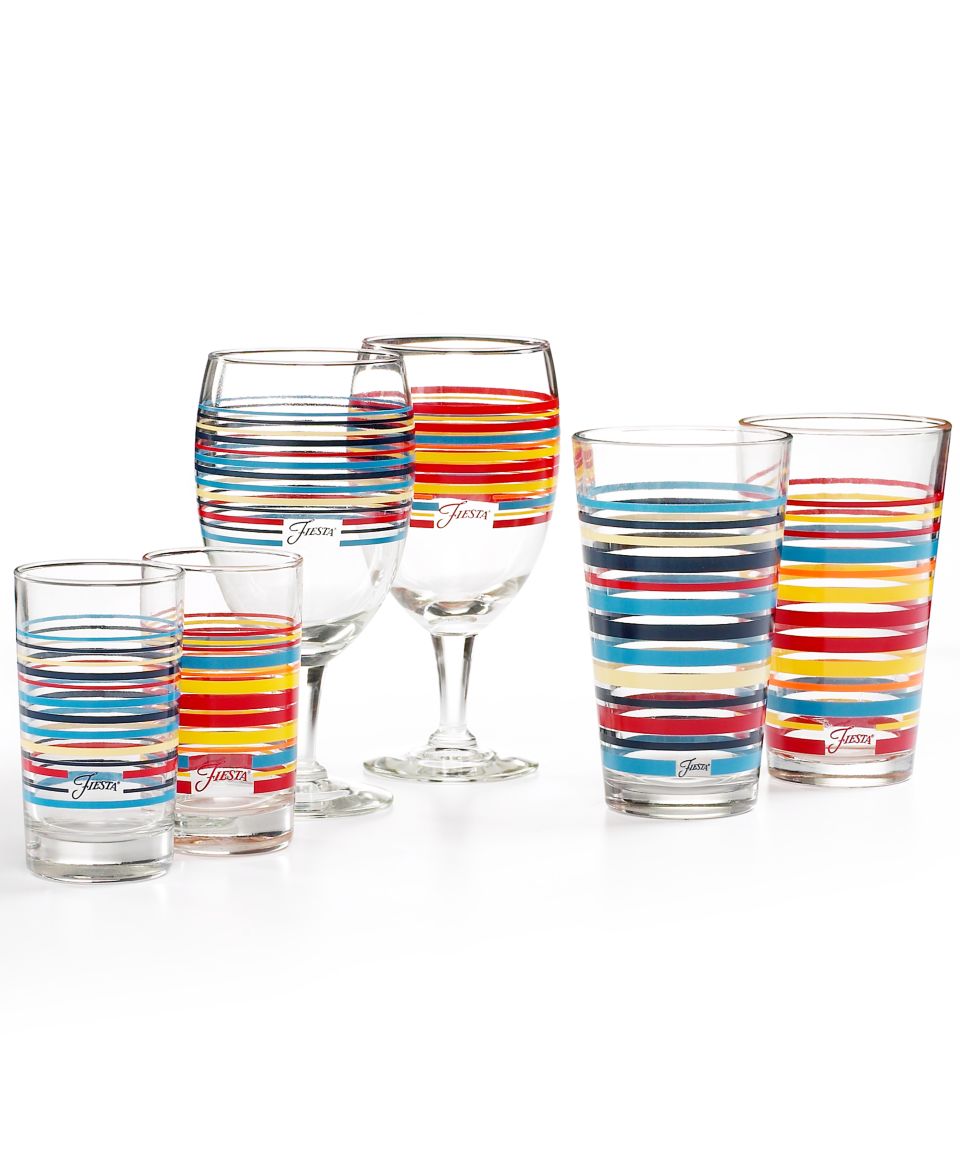 Fiesta Glassware, Flamingo Stripe Sets of 4 Collection   Glassware