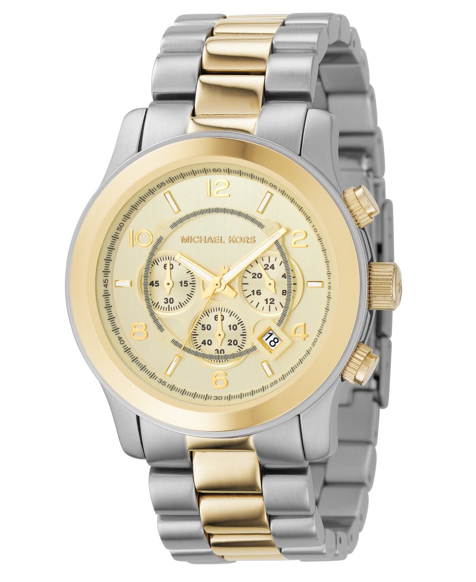 Michael Kors Watch, Mens Chronograph Runway Two Tone Bracelet 46mm