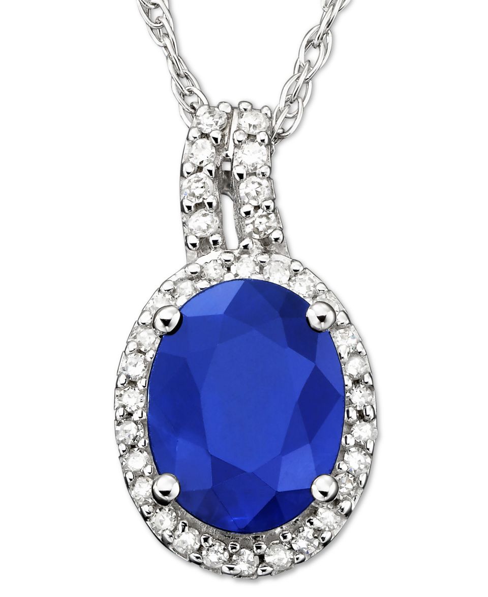 14k White Gold Pendant, Sapphire (1 1/2 ct. t.w.) & Diamond (9/10 ct