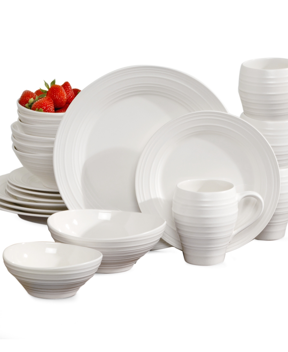 Mikasa Dinnerware, Swirl White 20 Piece Set   Casual Dinnerware