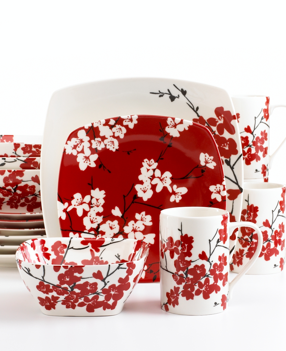 222 Fifth Dinnerware, Mia Blossoms 16 Piece Set   Casual Dinnerware