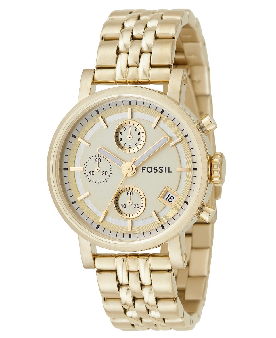 Fossil Watch, Womens Riley Gold Tone Stainless Steel Bracelet 38mm