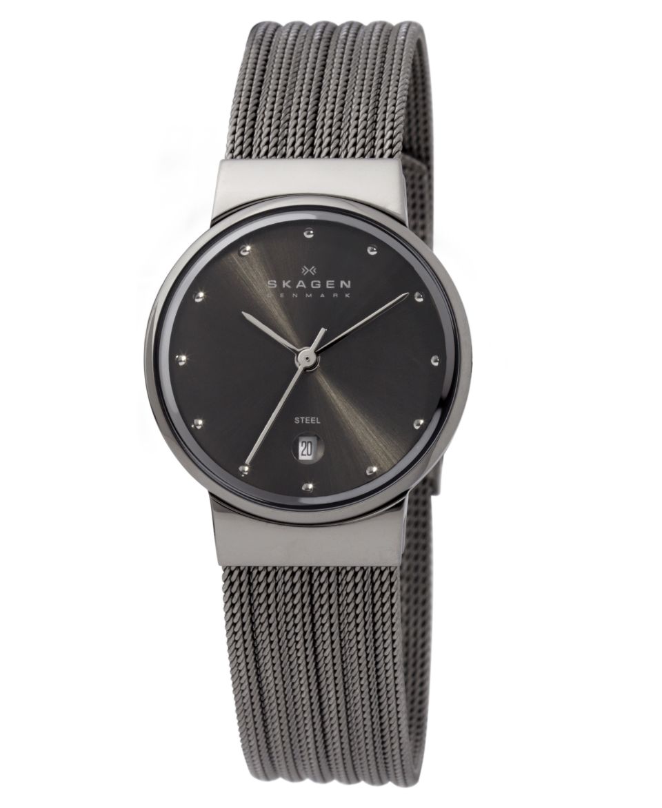 Skagen Denmark Watch, Womens Charcoal Mesh Stainless Steel Bracelet