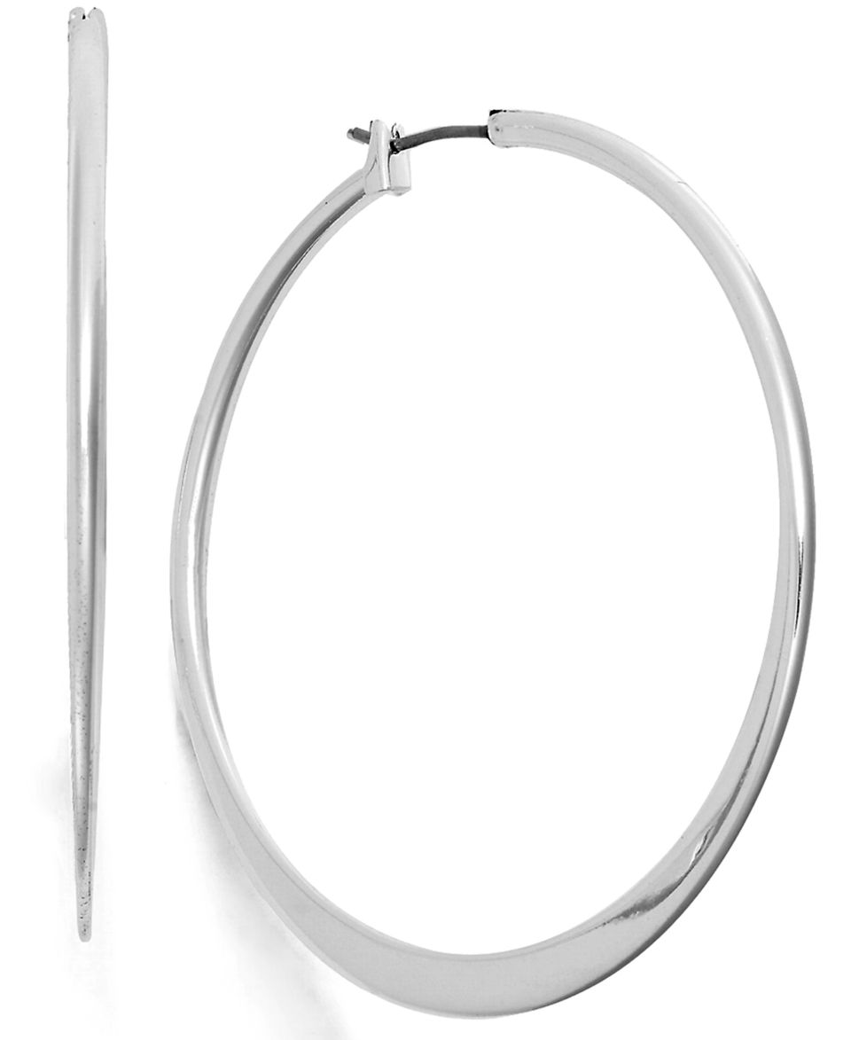 Lauren Ralph Lauren Silver Tone Crystal Accent Hoop Earrings   Fashion Jewelry   Jewelry & Watches