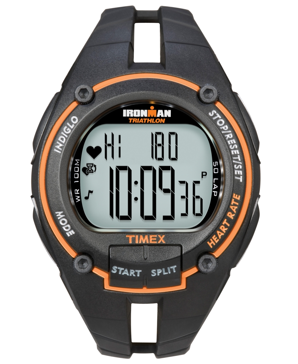 Timex Watch, Mens Ironman Full Road Trainer Black Resin Strap