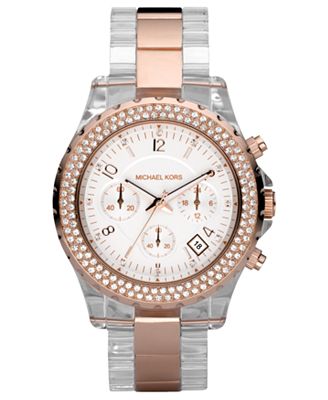 Michael Kors Women's Madison Clear Acetate Bracelet Watch 42mm MK5323 ...