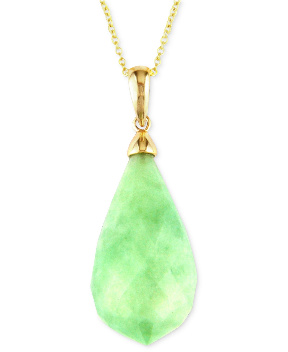 Effy Collection 14k Gold Pendant, Jade Teardrop (31 ct. t.w.) Necklace