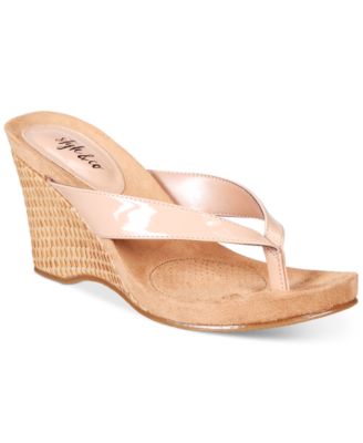 style & co chicklet wedge thong sandals