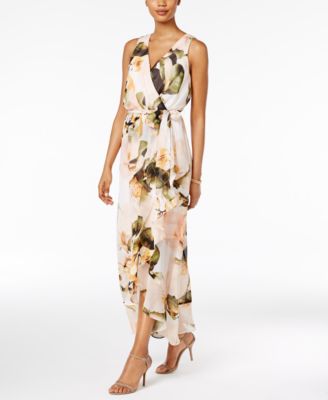 chiffon floral wrap dress