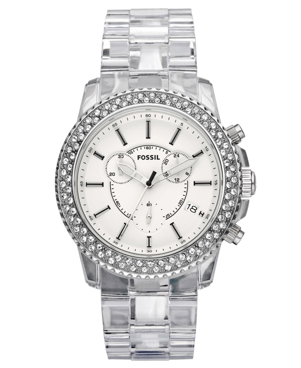 Fossil Mens Chronograph Stella Clear Plastic Bracelet Watch CH2688   Watches   Jewelry & Watches