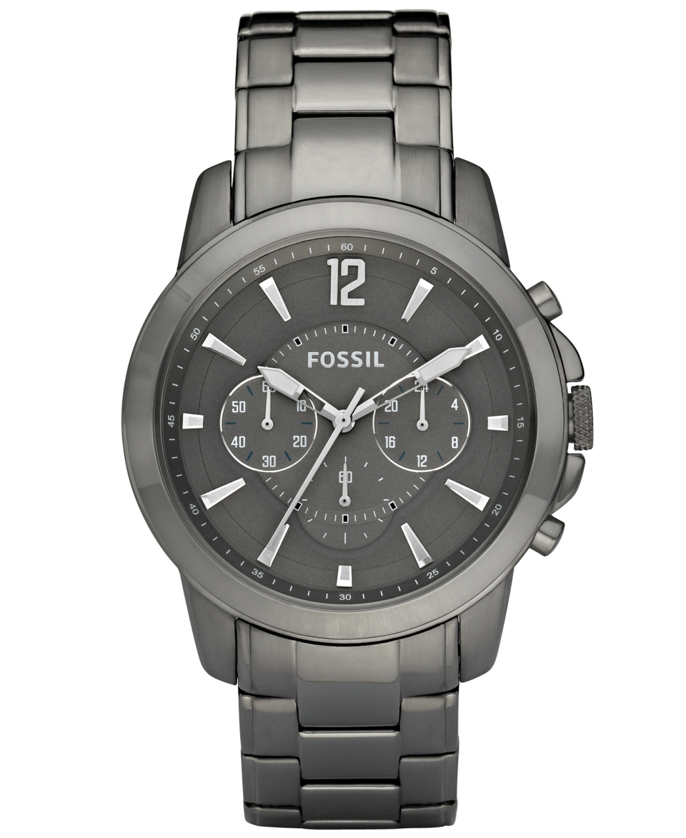 Fossil Watch, Mens Chronograph Grant Gray Ion Plated Stainless Steel