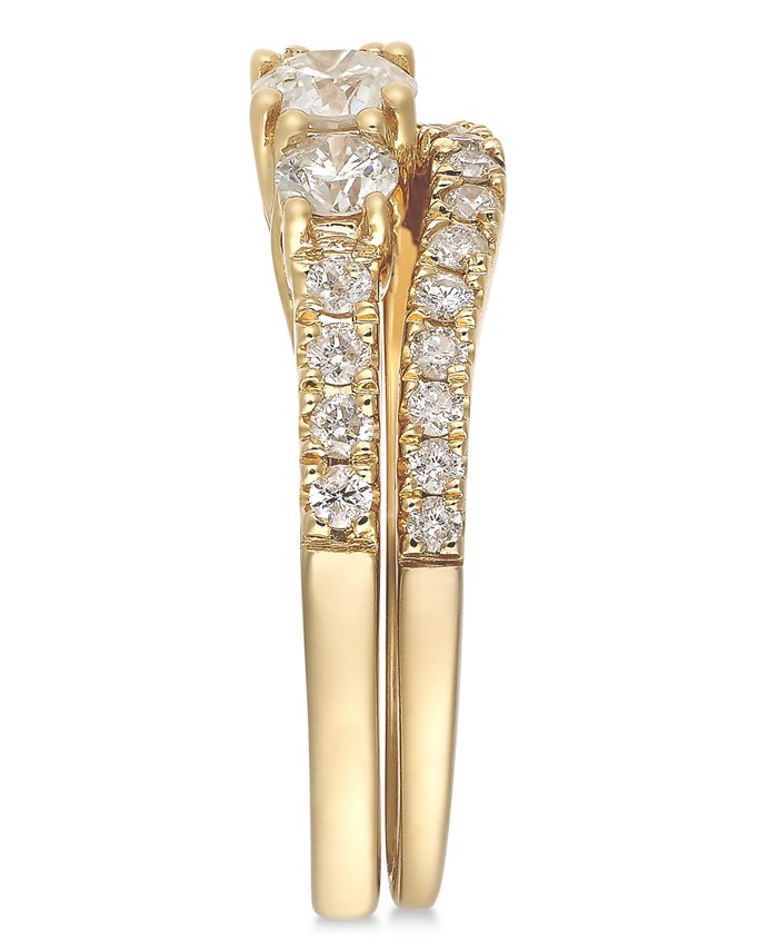 Macy's Diamond Bridal Three Stone Ring Set (1 ct. t.w.) in 14k White