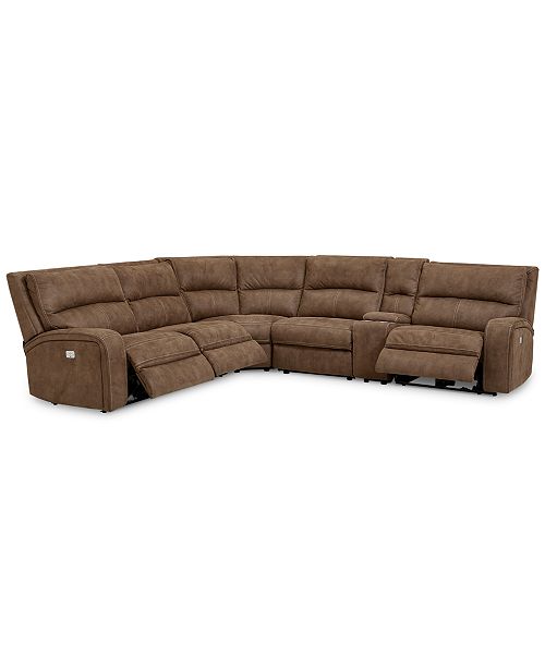Furniture Limited Availability Brant 6 Pc Fabric Sectional Sofa With 3 Power Recliners Power Headrests Console And Usb Power Outlet Reviews Furniture Macy S