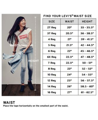levi's girl jeans size chart