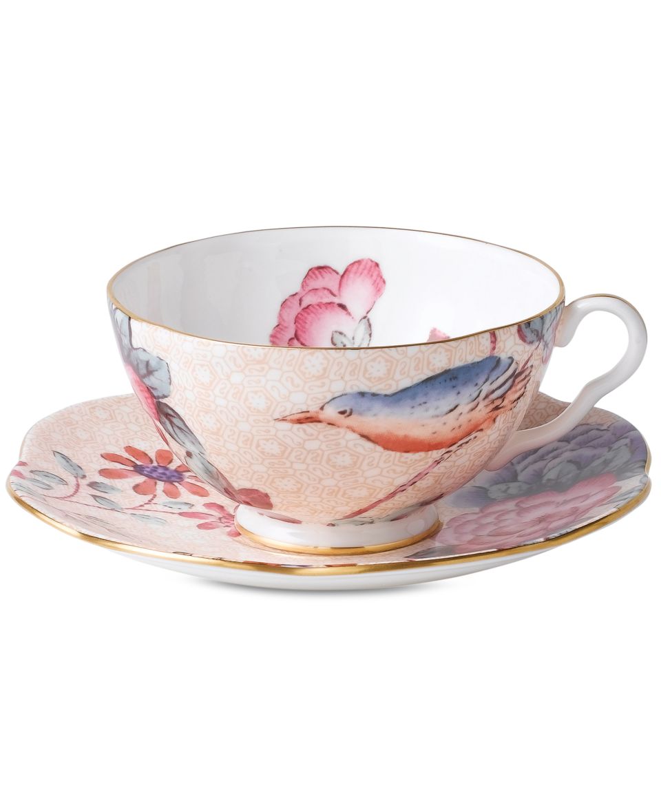 Wedgwood Dinnerware, Pink Cuckoo Teacup and Saucer   Fine China