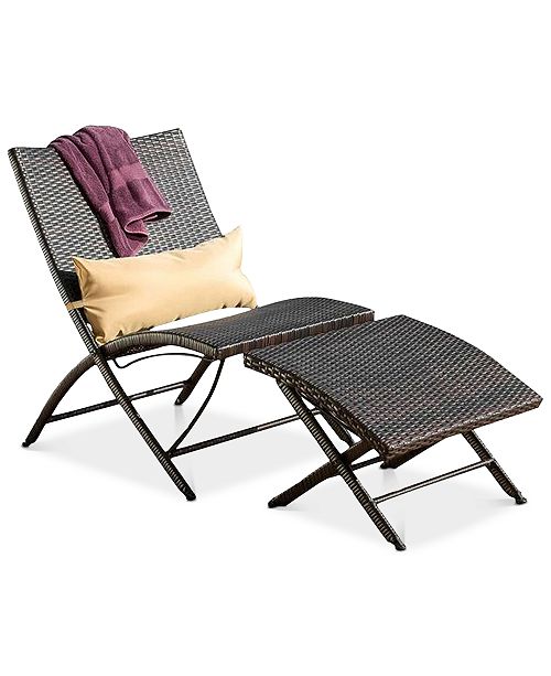 Furniture Outdoor Wicker Lounge Chair And Ottoman Set W Pillow Quick Ship Reviews Furniture Macy S