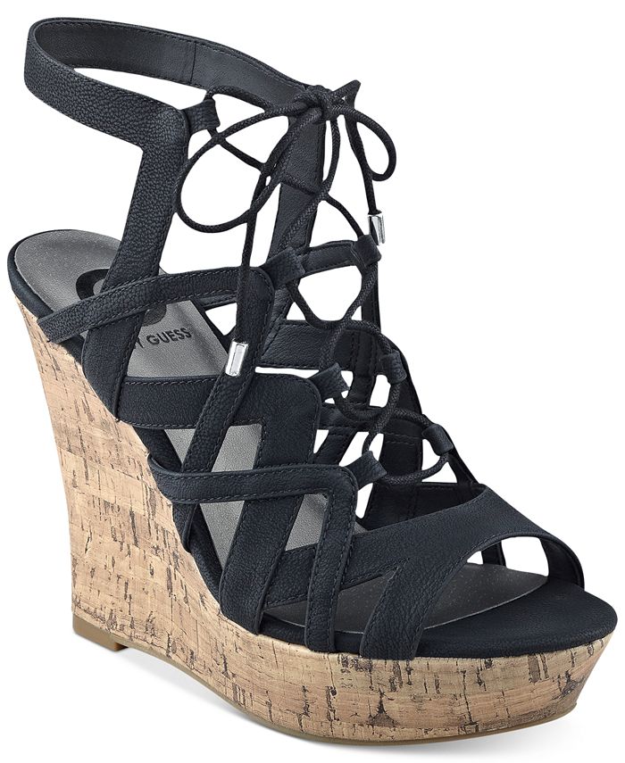 G by GUESS Dritta Cork Wedge Sandals & Reviews Sandals Shoes Macy's