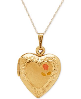 Italian Gold Engraved Heart Locket 