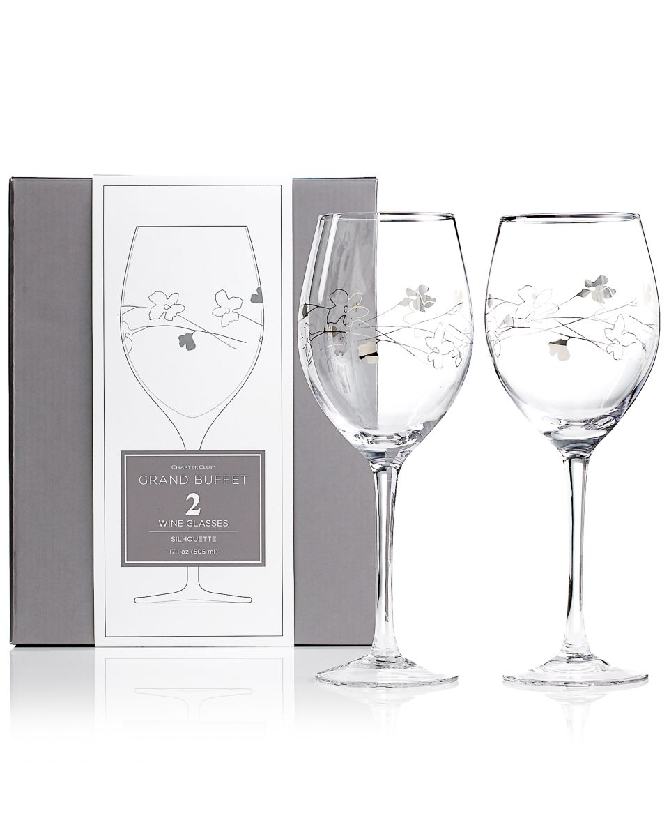 Charter Club Glassware, Set of 2 Novelty Silhouette Wine Glasses