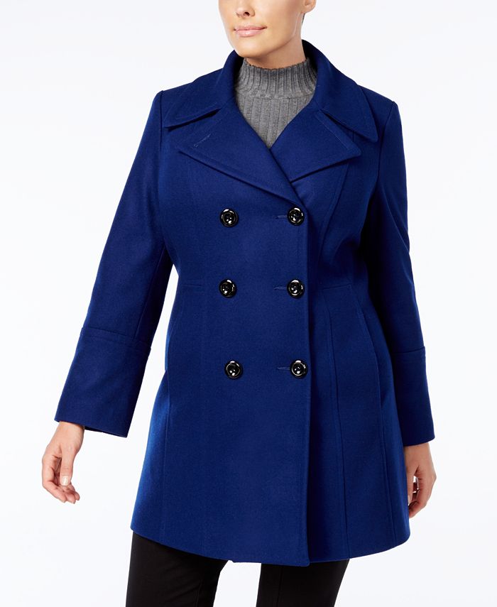 Anne Klein Plus Size DoubleBreasted Peacoat & Reviews Coats Women