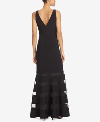 ralph lauren tulle panel jersey gown